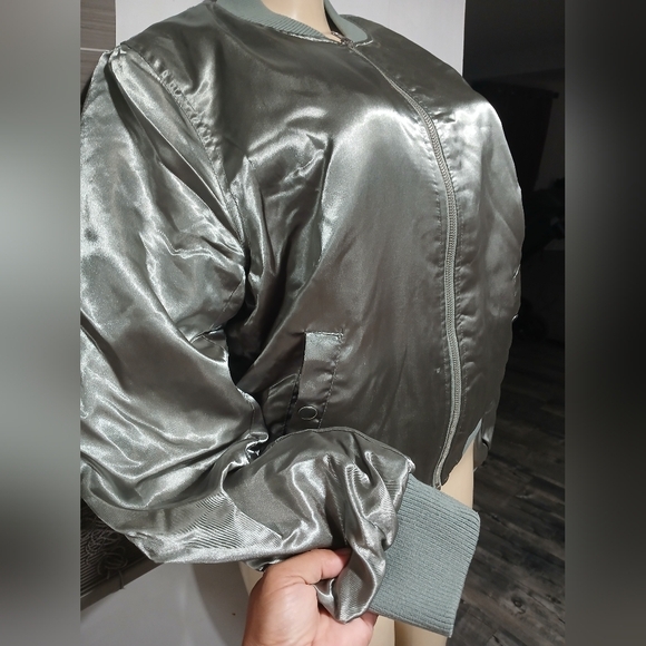 Forever 21 Shiny Silver Bomber Jacket - Picture 3 of 9